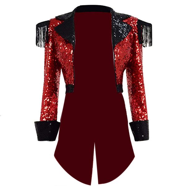Costumes pour hommes Blazers Cosdaddy Costume Main Show Red Circus Veste Steam Woman's Shirt 230222