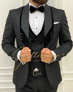 Herenpakken blazers kostuum homme mariage formele mode zwart slank fit pakken voor mannen 3 -delige bruidegom bruidspak smoking tuxedo nieuwste jas pant ontwerp 230207