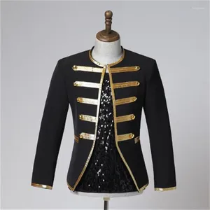 Costumes pour hommes Blazers Costumes Robes Grooms Host Stage Chorus collier rond Black Korean Fashion Ropa