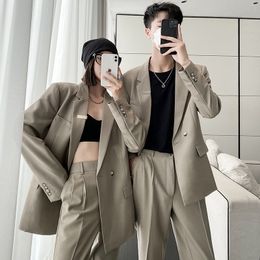 Hommes costumes Blazers Couple ensembles hommes mode affaires décontracté bureau veste pantalon femmes surdimensionné Streetwear Hip Hop costume pantalon hommes