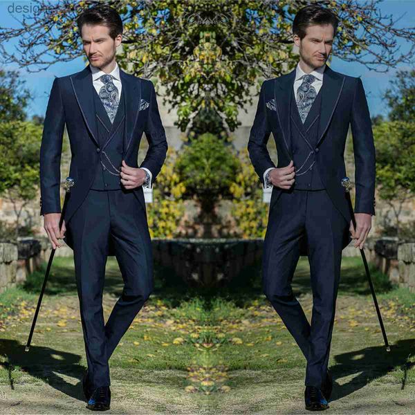 Costumes masculins Blazers Custom Design Mens Cost Trois pièces Tuxedos Slim Fit Business Groom Suit pour les mariages Party Business Wear L230914