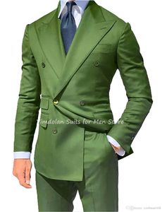 Herenpakken Blazers Op maat gemaakt Groen/Rood/Blauw/Paars Blazerbroeken Double-Breasted Heren Trouwkostuums Sets 2-delig Jasje Broek Feestkleding Kleding 231127