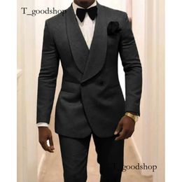 Men S Traits Blazers Groomsmen hechos a medida Patrón blanco Groomlovio Napa de chal 2 PCS Mandeo de boda Pantalones disfrazados Homme 230407 458