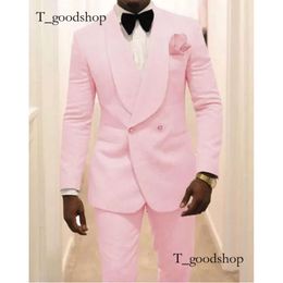 Men S Traits Blazers Groomsmen hechos a medida Patrón blanco Groom Tuxedos Shawl Lapel 2 PCS Mandeo de boda Pantalones disfrazados Homme 230407 873