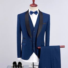 Trajes para hombres Blazers por encargo padrinos de boda patrón novio esmoquin chal solapa hombres trajes boda hombre 21187581 231005