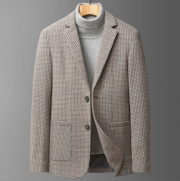 Costumes pour hommes Blazers Costume pour hommes personnalisé automne et hiver pull à col rond en peluche broderie pull de loisirs pour jeunes d'âge moyen 230206