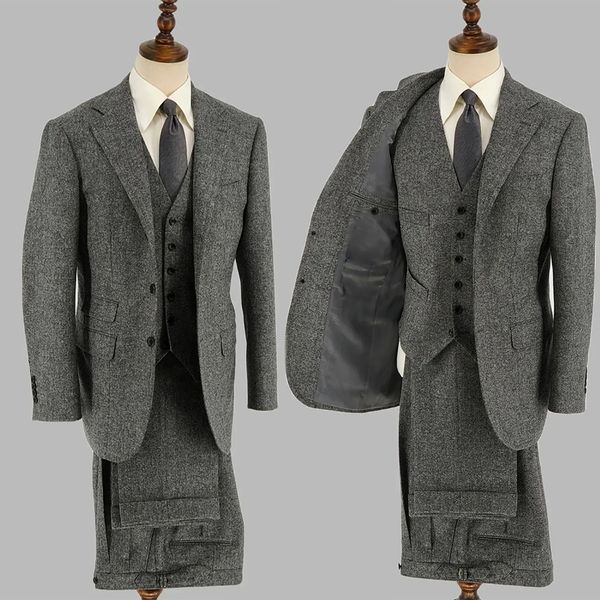 Costumes pour hommes Blazers Vert foncé Veste 3 pièces personnalisée pour hommes Pantalons Robe de soirée Robe de soirée à simple boutonnage Mariage d'affaires Bal de marié personnalisé 230406