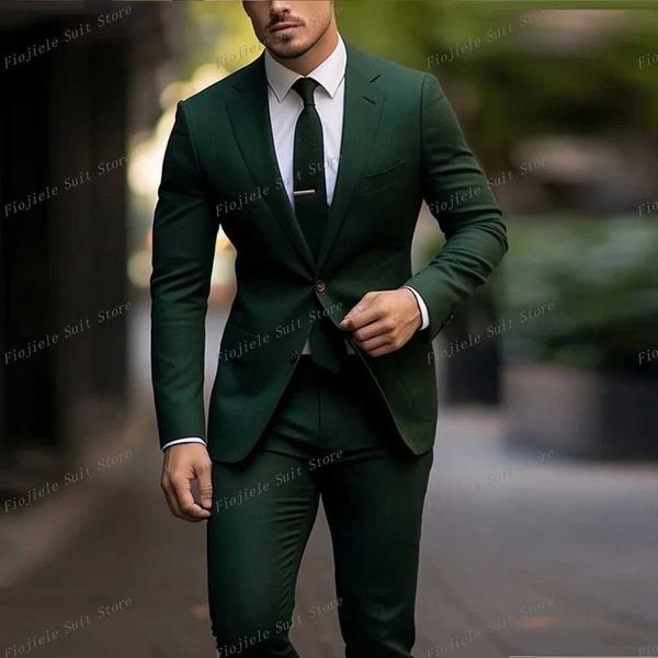 Costumes pour hommes Blazers Green Dark Mens Business Suit Grooms Talcoat Dance Party Formal 2 pièces et pantalon Set Q240507