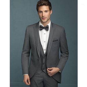 Costumes pour hommes Blazers Design Costume Pour Marié Mariage Gris Laine Saigner Sur Mesure Pesked Revers Porter (veste + pantalon + Gilet)