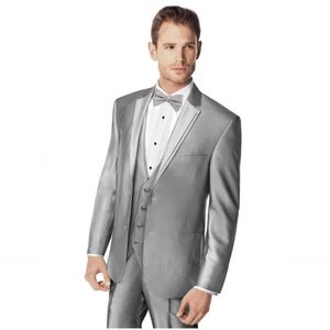 Herenpakken Blazers Dilun Mannelijke Mannen Pak Gekleed Revers Two Button Light Gray Groomsman Tuxedos Wedding Mens (Jack + Pants + Vest)