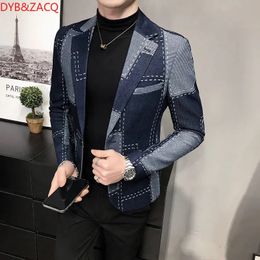 Trajes para hombres Blazers DYB ZACQ Blazers de otoño para hombre Slim Fit Chaqueta de traje formal a cuadros británicos Fiesta masculina Boda Negocios Slim Fit Abrigo informal Esmoquin 231018