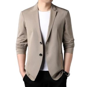 Costumes pour hommes Blazers Ehioe Veste de costume pour hommes Été Ultra-mince Respirant Haute Élastique Léger Glace Soie Protection Solaire Veste de Costume Décontractée 230731