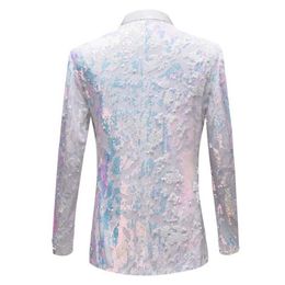 Costumes pour hommes Blazers Taille européenne (blazer + pantalon) Mentide Suit Fashion Blanc Velvet Sequin Italian Style Wedding Groom Robe 2 Piece
