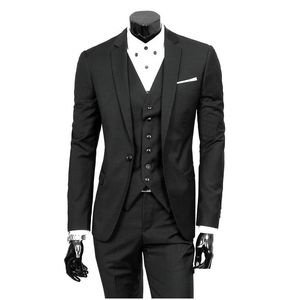Costumes pour hommes Blazers Fashion 2 Pack Slim Fit Black Wine Linen Men Suit Party Femme Smoking Tuxedo Mens Casual Work Wear Drop 190 DHQIX