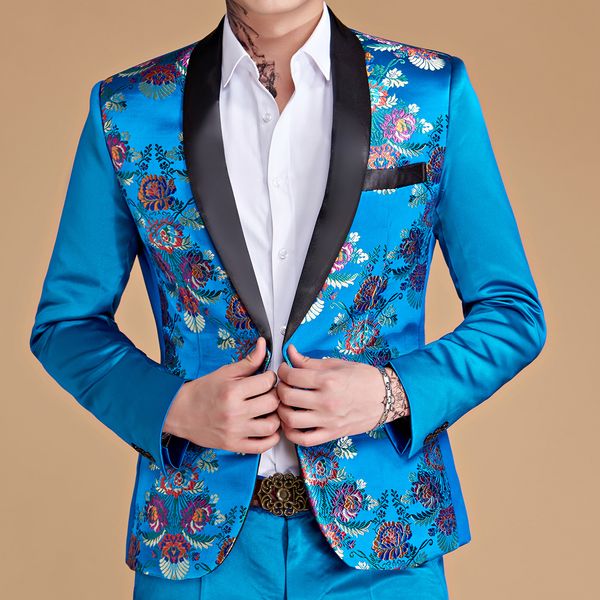 Costumes pour hommes Blazers mode bleu scène Banquet couleur unie costume manteau mâle mince mariage 2 pièces veste pantalon pantalon 230720