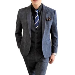 Costumes masculins Blazers Fashion Marque Men Business Costume 3 pièces Style Classic Wedding Prom Party Robe Set Homme Taille 5XL-S BLAZER PANT GEST 231114