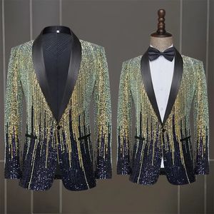 Trajes para hombres Blazers Chaqueta de moda para hombres Traje con lentejuelas con gradiente de meteorito Abrigo Actuación en el escenario Anfitrión Solo chaqueta para bodas 231115