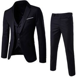 Costumes pour hommes Blazers Mode Slim Business Casual Vêtements Groomsman trois pièces Costume Veste Pantalon Pantalon Gilet Ensembles 221202