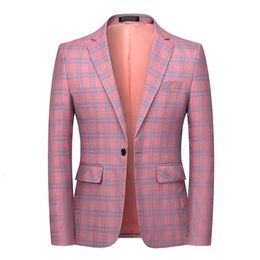 Herenpakken blazers mode lente en herfst casual heren plaid katoen slank Engeland pak blaser masculino mannelijke jas s-6xl 221124