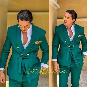 Trajes para hombres blazers para hombre de moda para hombres de 2 piezas elegante para el novio de boda vestido de la noche de la noche de la chaqueta del pecho Q240507