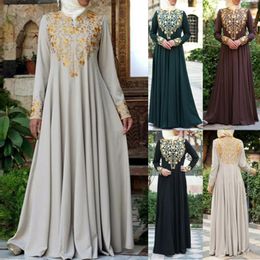 Trajes para hombres Blazers femme musulman pakistán musulmán mujeres musulmanas maxi vestido largo Dubai Abaya Robe Islam Kaftan estampado manga S5XL vestido 231212