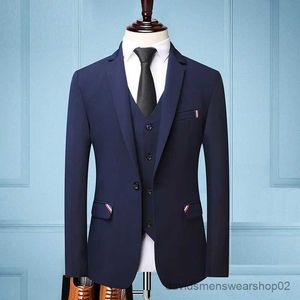 Herenpakken Blazers Four Seasons Heren Pak Zet nieuw comfort + Party Casual Suit Mens Coat Jeugd Koreaanse versie Slim Trend Mens driedelige set