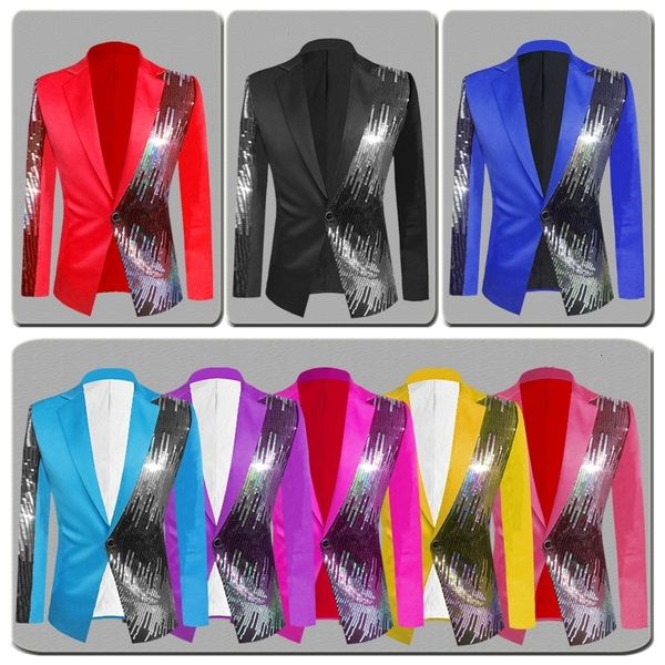 Trajes para hombres Blazers Serie completa de lentejuelas Hombres Cambio gradual Plata Negro Slim Fit Traje Chaqueta Banquete Discoteca Cantantes Blazer Boda Esmoquin 230829