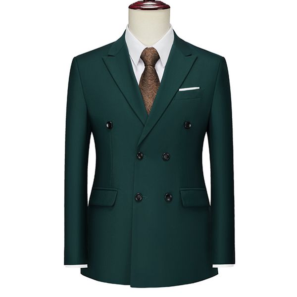 Costumes pour hommes Blazers Vert Double Boutonnage Formel Hommes Costume Veste Sur Mesure Slim Fit Mariage Marié Manteaux Couleur Unie Blazer Veste Hombre 6XL 230829