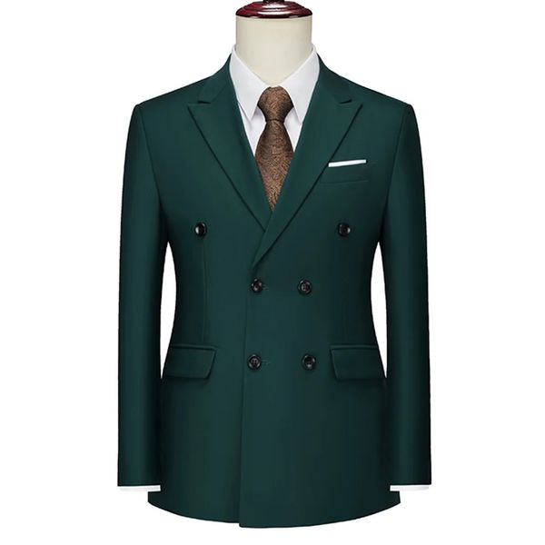 Costumes pour hommes Blazers Vert Double Boutonnage Formel Hommes Costume Veste Sur Mesure Slim Fit Mariage Marié Manteaux Couleur Unie Blazer Veste Hombre 6XL 231017