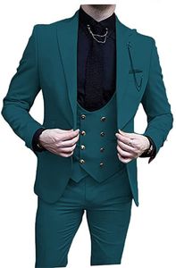 Costumes pour hommes Blazers Costume de mariage vert pour le marié Tuxedos formel Slim Fit Prom Party personnalisé hommes 3 pièces veste pantalon gilet vêtements masculins 230909