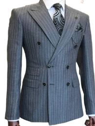 Ternos masculinos Blazers Listra Cinza Ternos Masculinos Para Noivo Smoking ed Lapela Slim Fit Blazer 2 Peças Jaqueta Calças Homem Feito Sob Medida Roupas 231118