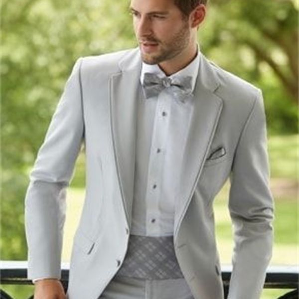 Trajes de hombre Blazers Traje gris Hombres Blazer Beach Wedding Men Suit con pantalones blancos Smart Terno Slim Fit Tuxedo Coat Prom Jacket Costume Homme 2PCS 220909