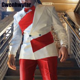 Abiti da uomo Blazer Gwenhwyfar Alta qualità Design speciale Trend Cuciture risvolti Abito da sposo Prom Tuxedo Matrimonio 2 pezzi Blazer Set 230609
