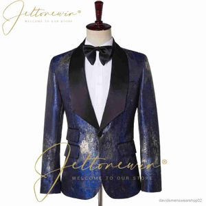 Pakken voor heren Blazers Knappe blauwe jas Broek Herenpakken Bloemen bruidsjonkers Diner Bruiloft Smoking Slim Fit Formele Blazer 2-delige set Kostuum Homme