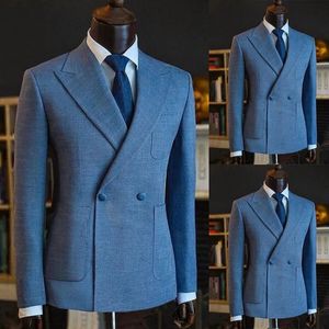 Herenpakken Blazers High-End Double Breasted Jacket for Men Business Formal Party Wedding Groomsman Draag goede kwaliteit Fahsion Color Coat 230509