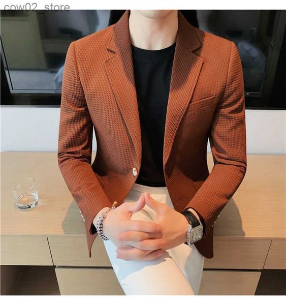 Costumes pour hommes Blazers Blazer de haute qualité hommes Style italien Premium Simple mode élégant affaires décontracté travail Gentleman costume veste ajustée Q230103