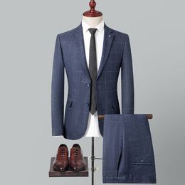 Costumes pour hommes Blazers Pantalons Blazer de haute qualité Style britannique Business Casual Mode élégante Simple Gentleman Man Suit 2 Piece Suit 230322