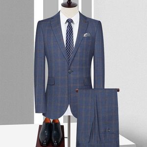 Costumes pour hommes Blazers Pantalon Blazer de haute qualité Style italien pour hommes Mode élégante Simple Business Casual Gentleman Robe Costume deux pièces 230303