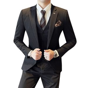 Herenpakken Blazers Hoge kwaliteit Blazer Vest Trousers Heren Britse stijl Senior Simple Business Casual Wedding Gentlemen's Suit Three Piece 230328