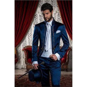 Herenpakken Blazers Hoge kwaliteit Custom Made Made Men Borduurwerk Classic Italiaanse stijl Bruiloft Bruidegom Prom Vetement Homme 2 stuks Blazer Sets