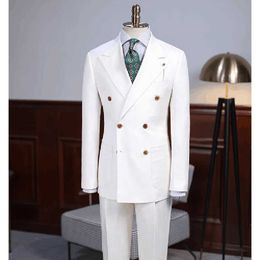 Trajes para hombres Blazers Ropa para hombre de ropa de alta calidad para hombre Qifeng Lapa de doble cofre ultra ajustado