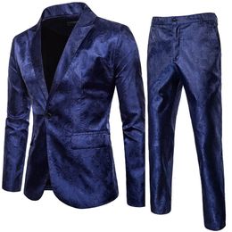 Trajes para hombres Blazers Traje de jacquard clásico para hombres de alta calidad Conjunto de 2 piezas Blazerpants Moda de lujo Negocios Slim Social Ball Tailcoat Tamaño S-3XL 231109