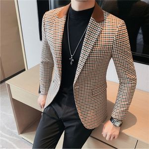 Costumes pour hommes Blazers Costume de haute qualité pour hommes Style britannique Slim Mode élégante Business Casual Dress Tuxedo Spliced Collar Plover Case Blazer Jacket 230729