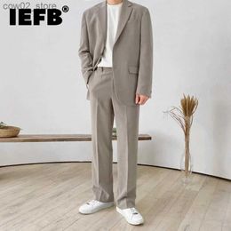 Costumes pour hommes Blazers IEFB costume manteau hommes automne coréen ample tendance décontracté couleur unie pantalon droit 2023 nouveau tempérament d'affaires 9A4459 Q230103