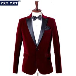 Ternos masculinos blazers em blazer masculino veludo único breasted jaqueta formal noivo smoking magro vestido de festa de casamento negócios casual terno masculino 231206