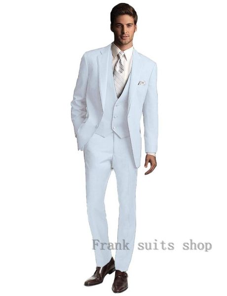 Trajes de hombre Blazers Hombres italianos Gris Negro Blanco Boda para padrinos de boda 3 piezas Vestido de novio con solapa de muesca