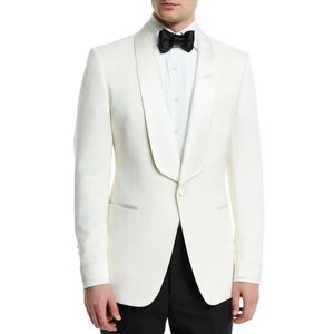 Herenpakken Blazers Ivory Men Casual Business Bruiloft Tuxedo met Black Broek Mannelijke Mode Slim Fit Jas 2 Stuks Kostuum Homme Diner D