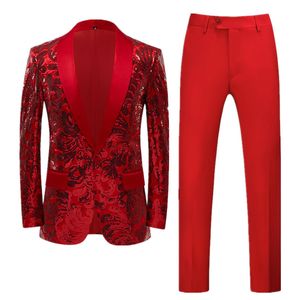 Costumes pour hommes Blazers Veste Pantalon Mode Hommes Costume À Paillettes Or Vert Luxueux Mariage Danse Fête Scène Effectuer Robe Mâle Blazer Pantalon 230815