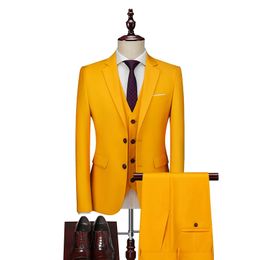 Costumes pour hommes Blazers veste gilet pantalon haut de gamme marque de luxe treillis foncé affaires hommes costume mince marié robe de mariée smoking Banquet Clubmen 231018