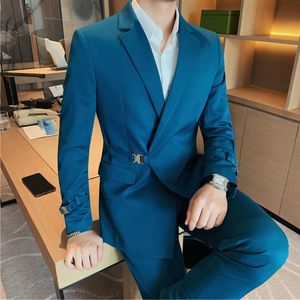 Herenpakken Blazers JacketPants Mannen Lente Hoge kwaliteit PakkenMale Slim Fit Fashion Casual Office Dress 2 stuk S4XL 230630